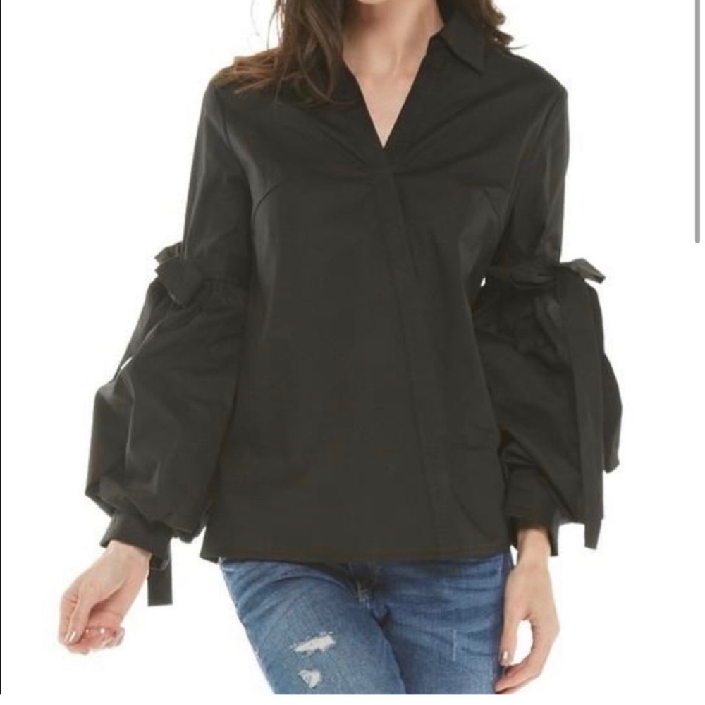 Puff Sleeves Black Top